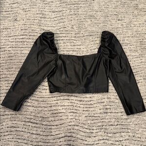 Alice + Olivia Black Square Neck Blouse